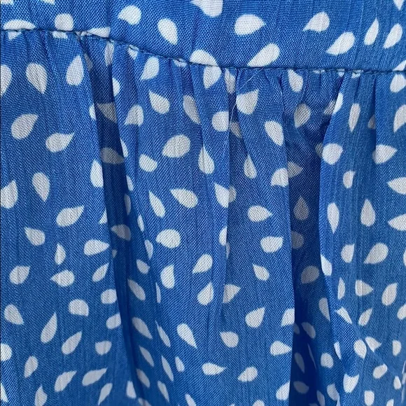 Blue Flutter Sleeve Frill Hemline Trim Dalmatian Dress - Picture 12 of 14